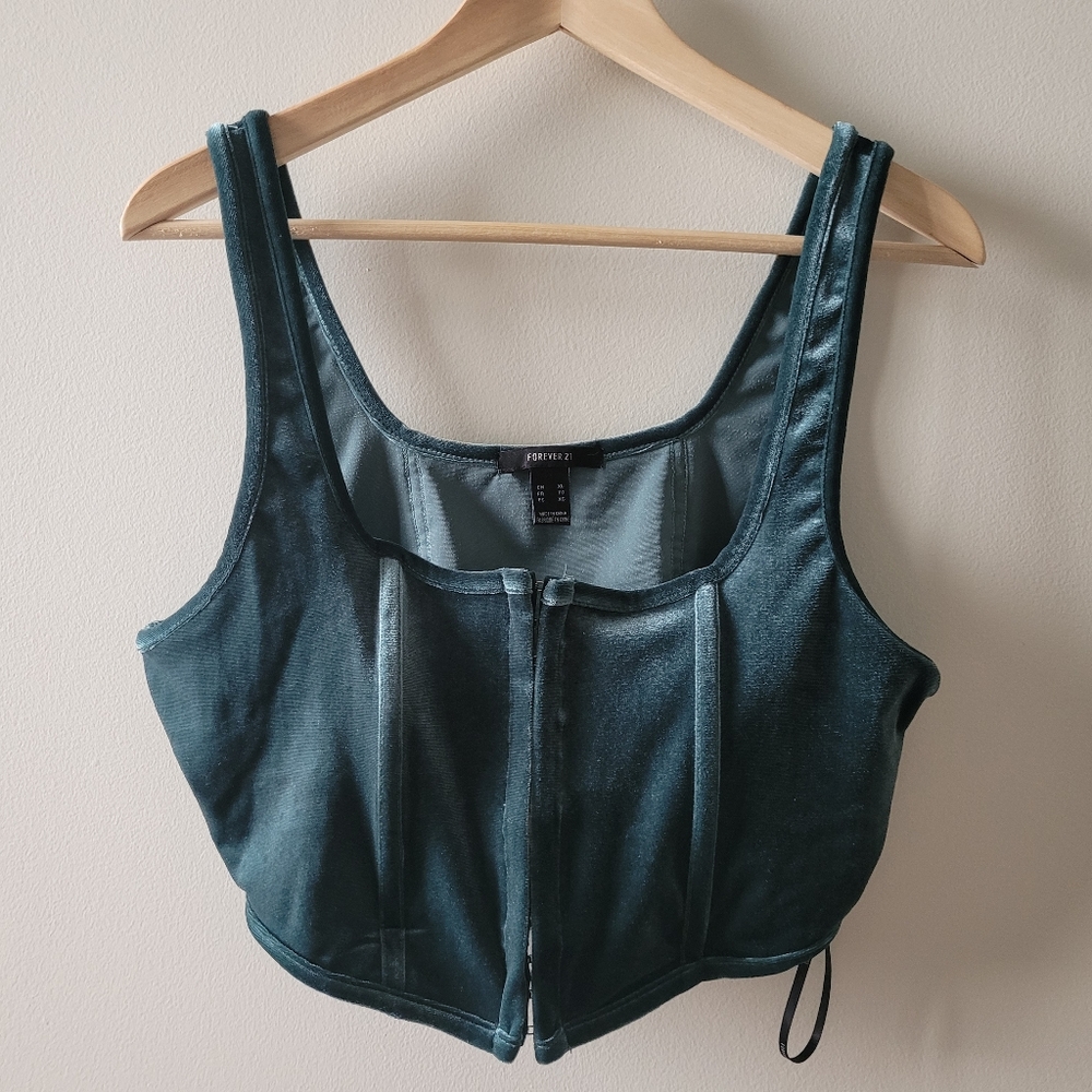 Green Velvet Ribbed Bralette XL
